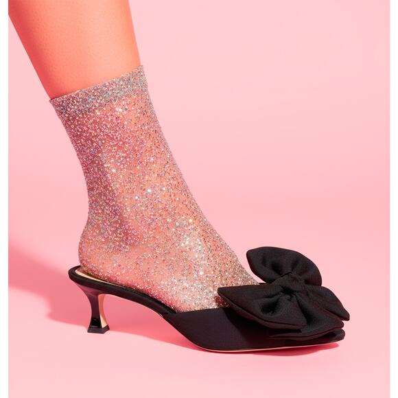 GIANNI BINI Black Bow Kitten Heel Mules Size 9M - Picture 9 of 10